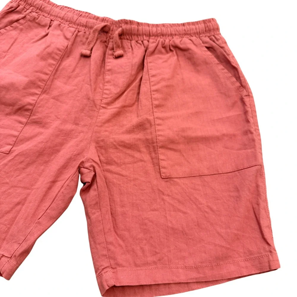 Scene & Heard Linen Blend Shorts Girls 18/20 Washed Coral Drawstring Utility NWT